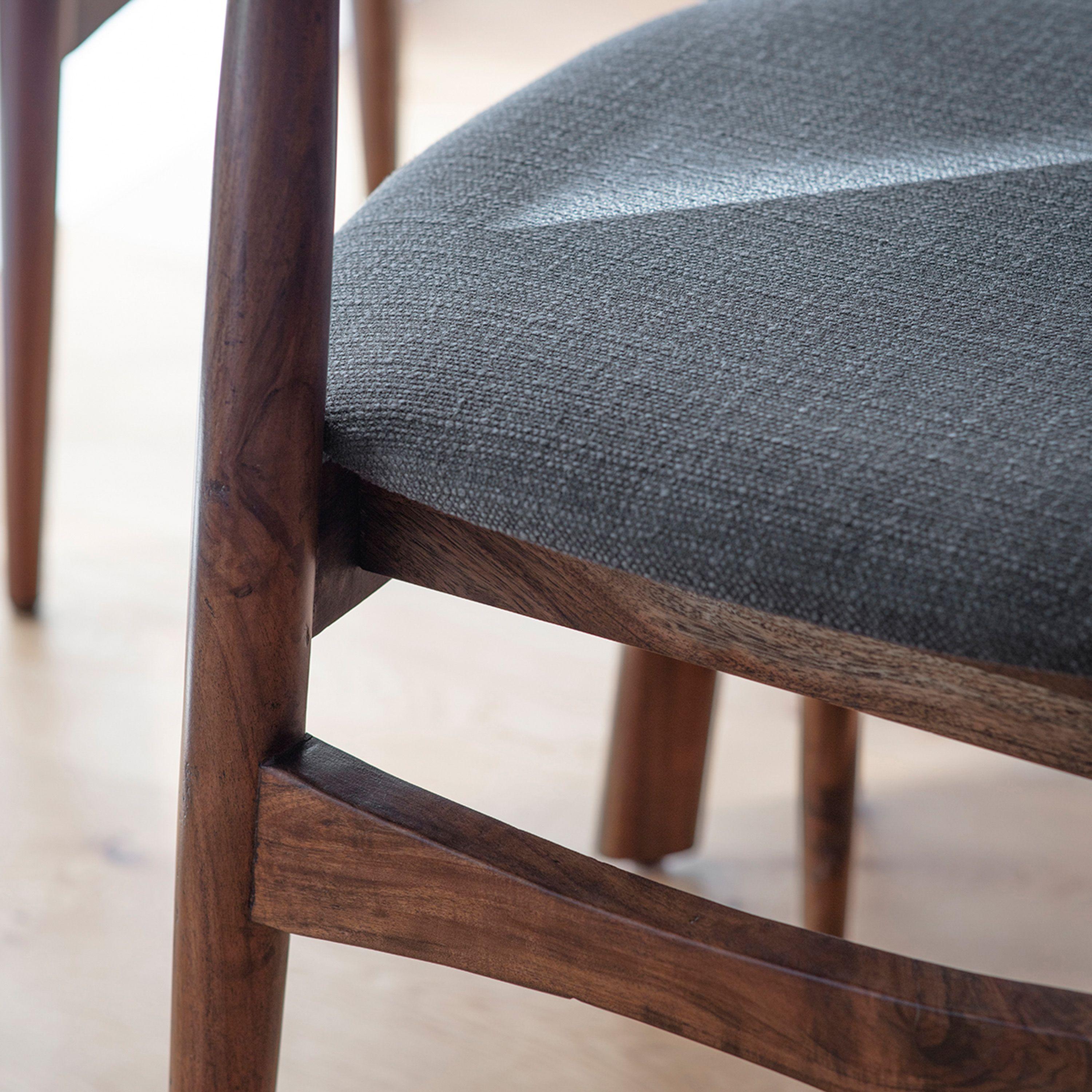 Bellavia Grey Fabric Dining Chair with Walnut Wood Frame (Pair) - Maison Rêves UK