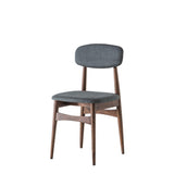 Bellavia Grey Fabric Dining Chair with Walnut Wood Frame (Pair) - Maison Rêves UK