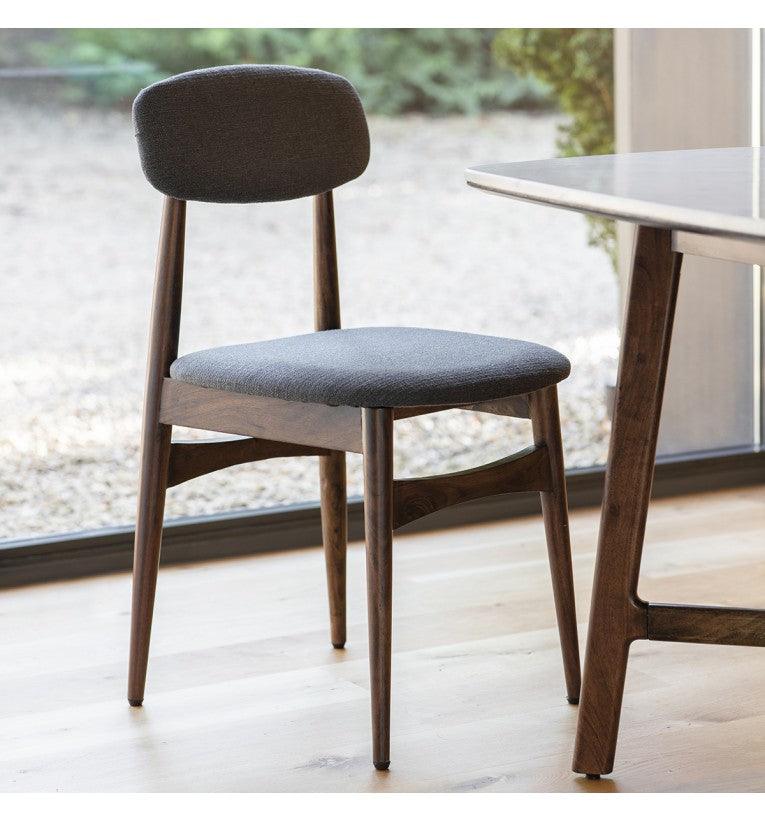 Bellavia Grey Fabric Dining Chair with Walnut Wood Frame (Pair) - Maison Rêves UK