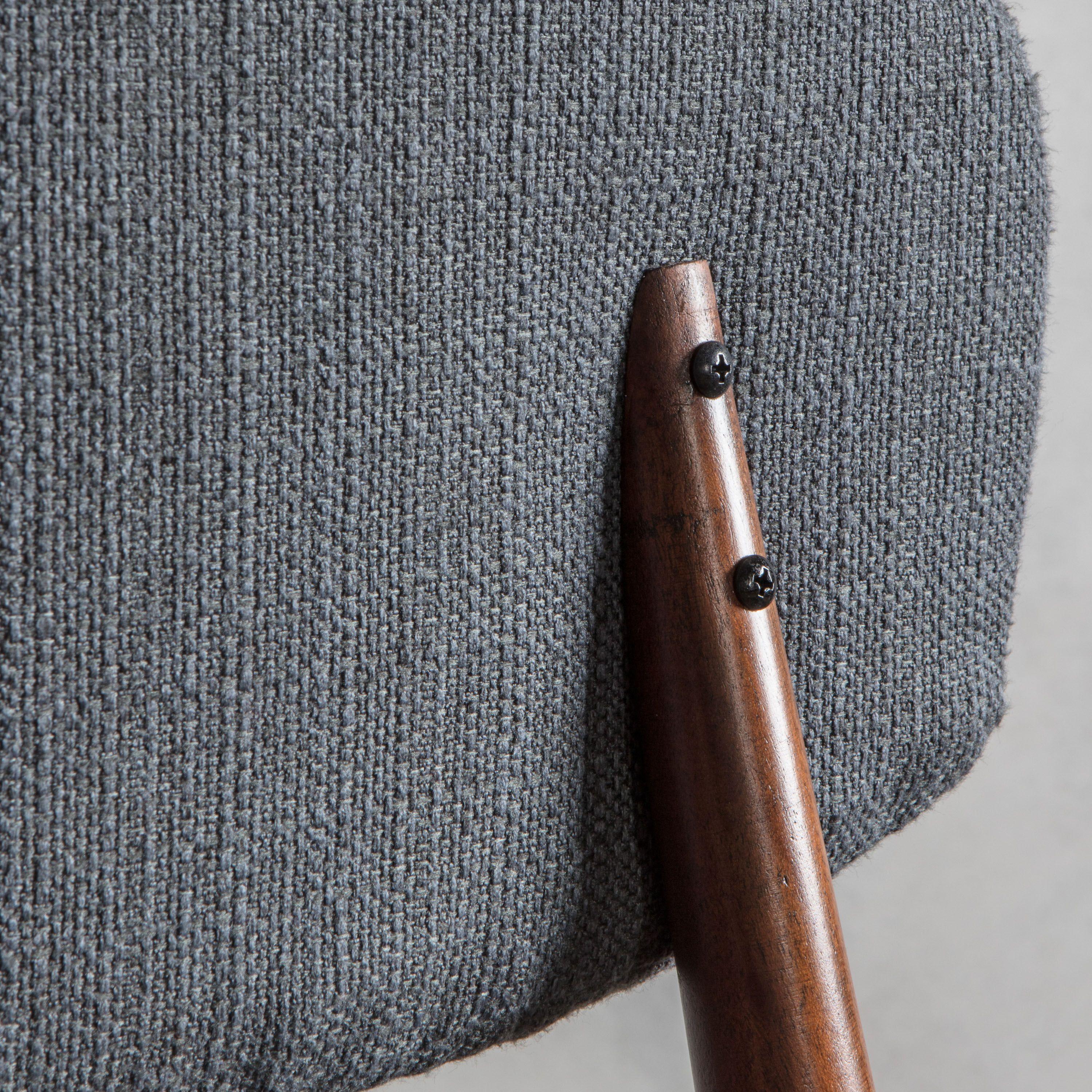 Bellavia Grey Fabric Dining Chair with Walnut Wood Frame (Pair) - Maison Rêves UK