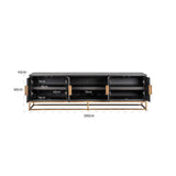 Blackbone Black Oak 4 Door Media Unit with Brass Base and Open Compartment by Richmond Interiors - Maison Rêves UK