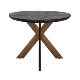 Blackbone Black Rustic Oak Oval Dining Table with Brass Base by Richmond Interiors - Maison Rêves UK