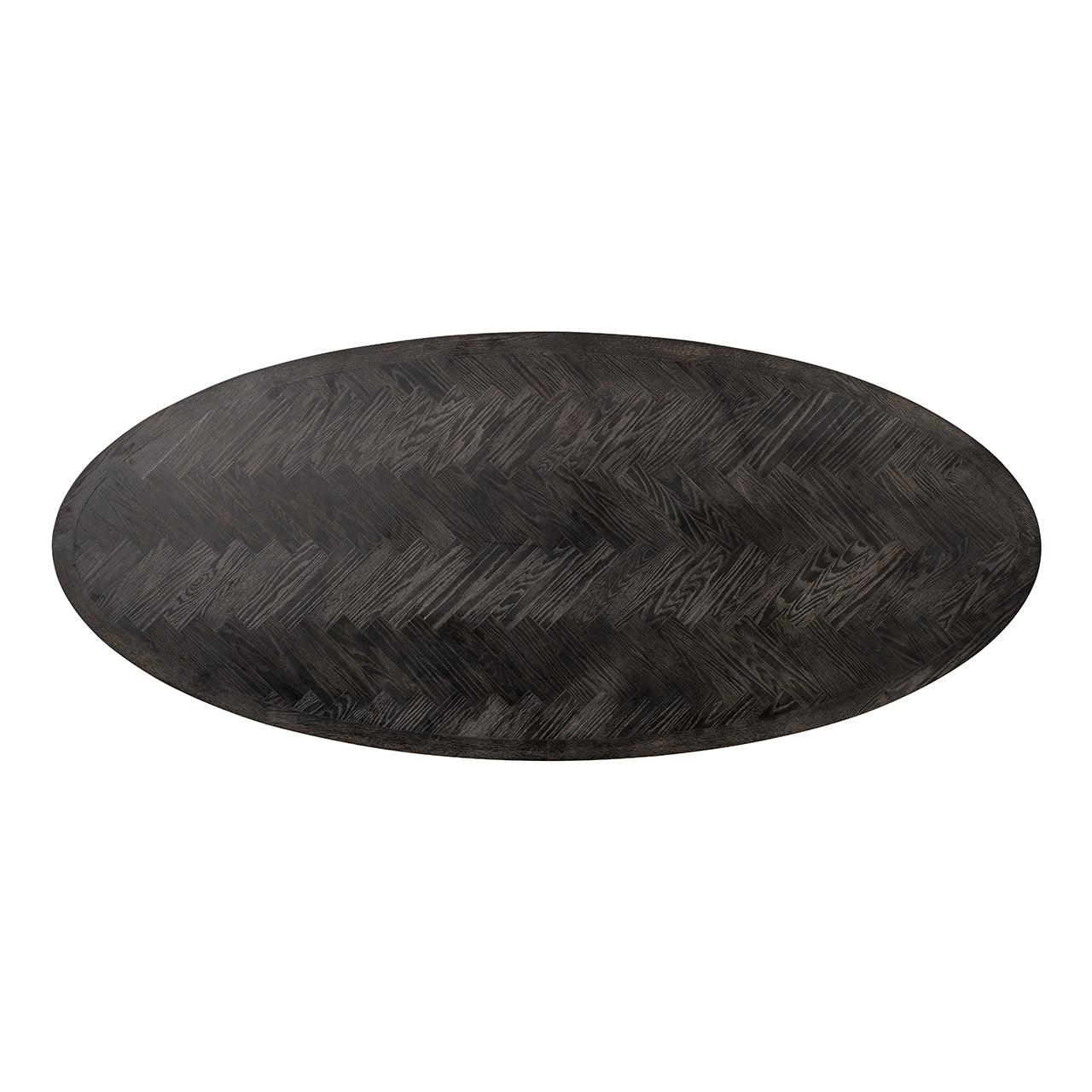 Blackbone Black Rustic Oak Oval Dining Table with Brass Base by Richmond Interiors - Maison Rêves UK