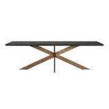 Blackbone Black Rustic Rectangular Dining Table with Brass Base by Richmond Interiors - Maison Rêves UK