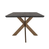 Blackbone Black Rustic Rectangular Dining Table with Brass Base by Richmond Interiors - Maison Rêves UK