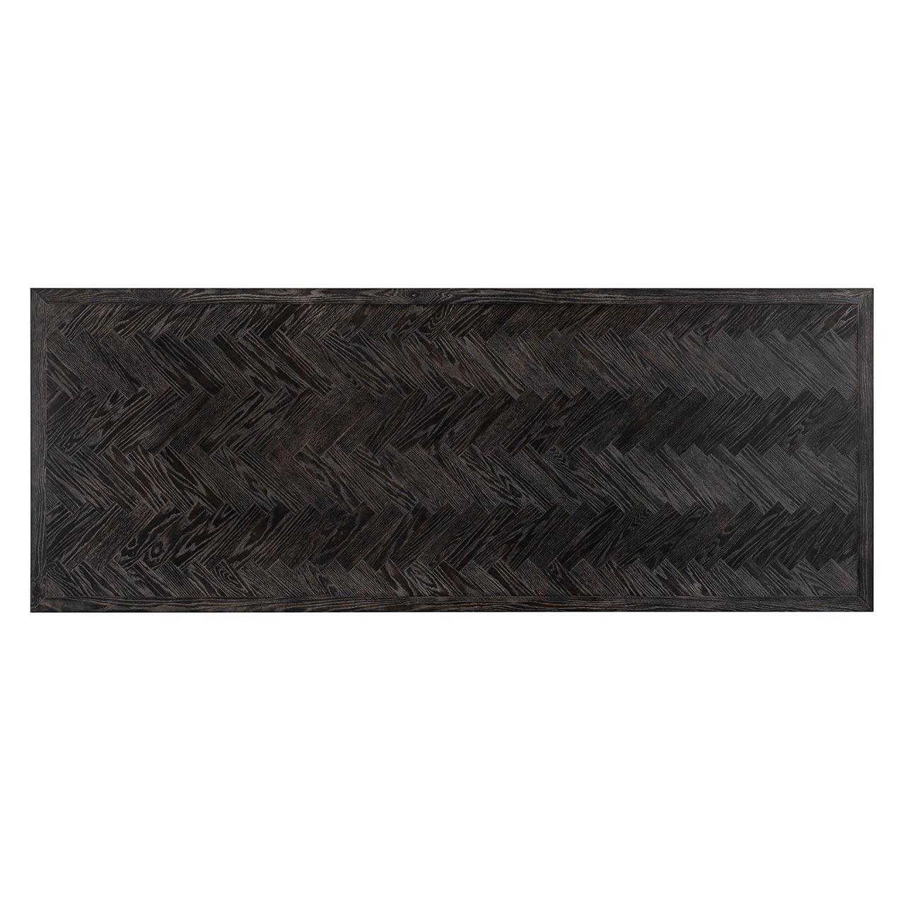 Blackbone Black Rustic Rectangular Dining Table with Brass Base by Richmond Interiors - Maison Rêves UK