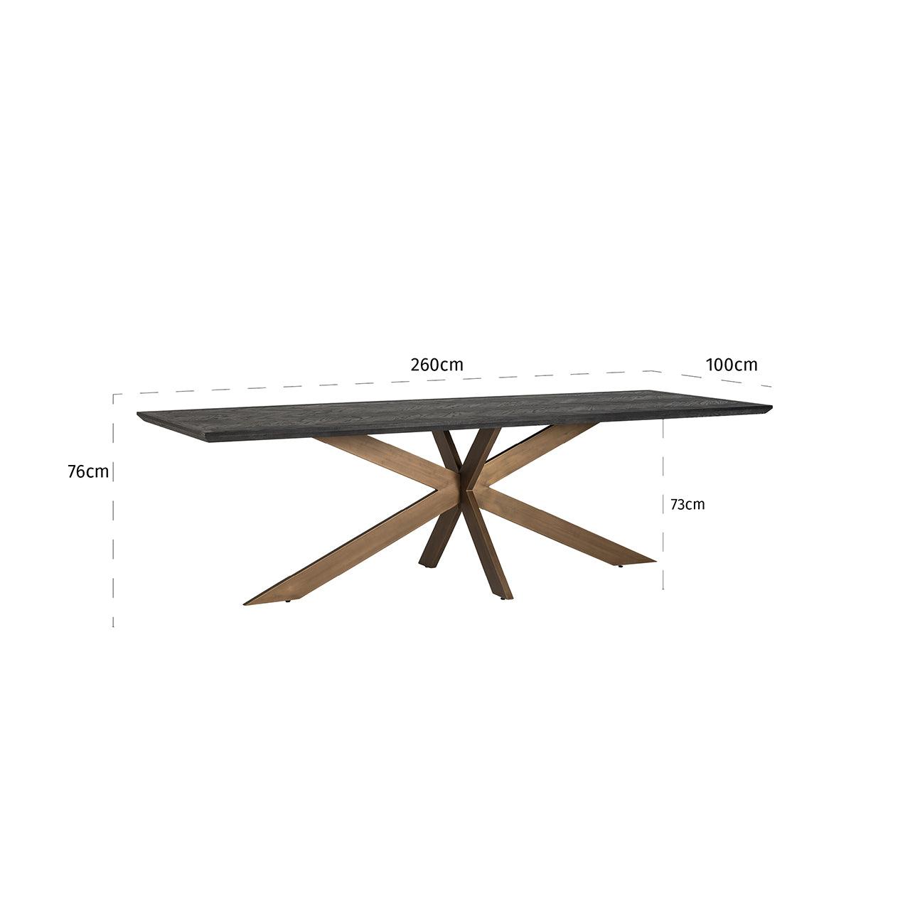 Blackbone Black Rustic Rectangular Dining Table with Brass Base by Richmond Interiors - Maison Rêves UK