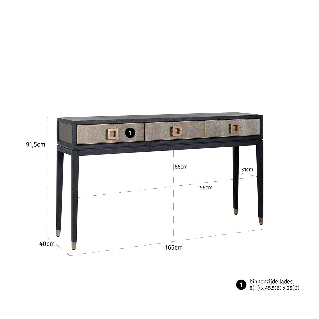 Bloomingville Shagreen Console Table with Black Oak Base by Richmond Interiors - Maison Rêves UK
