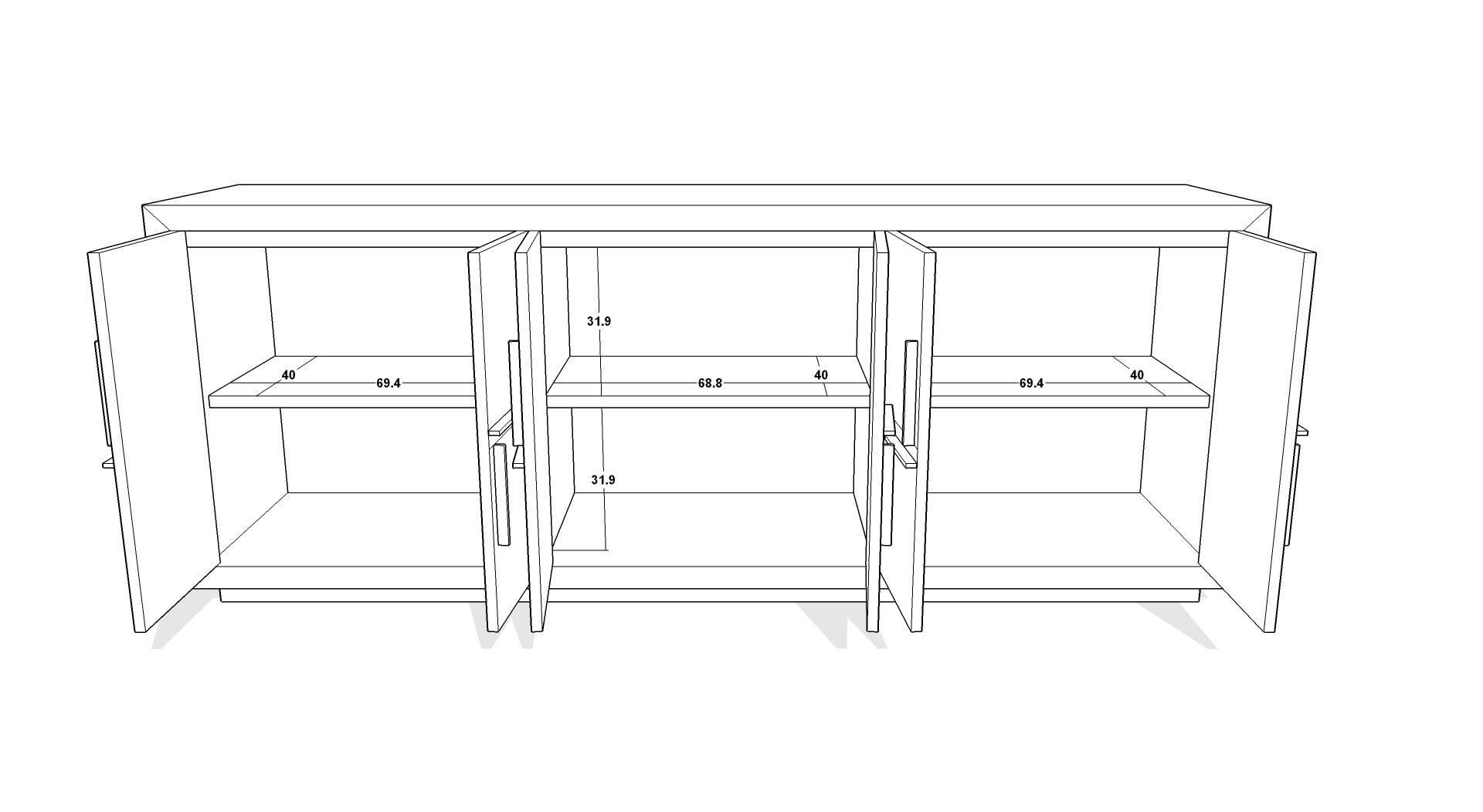 Bristol Dark Oak Sideboard with Gold Handles by Berkeley Designs - Maison Rêves UK