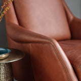 Bromfield Armchair Brown Leather with Black Metal Legs - Maison Rêves UK