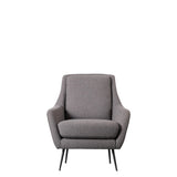 Bromfield Armchair Dark Grey Linen with Black Metal Legs - Maison Rêves UK