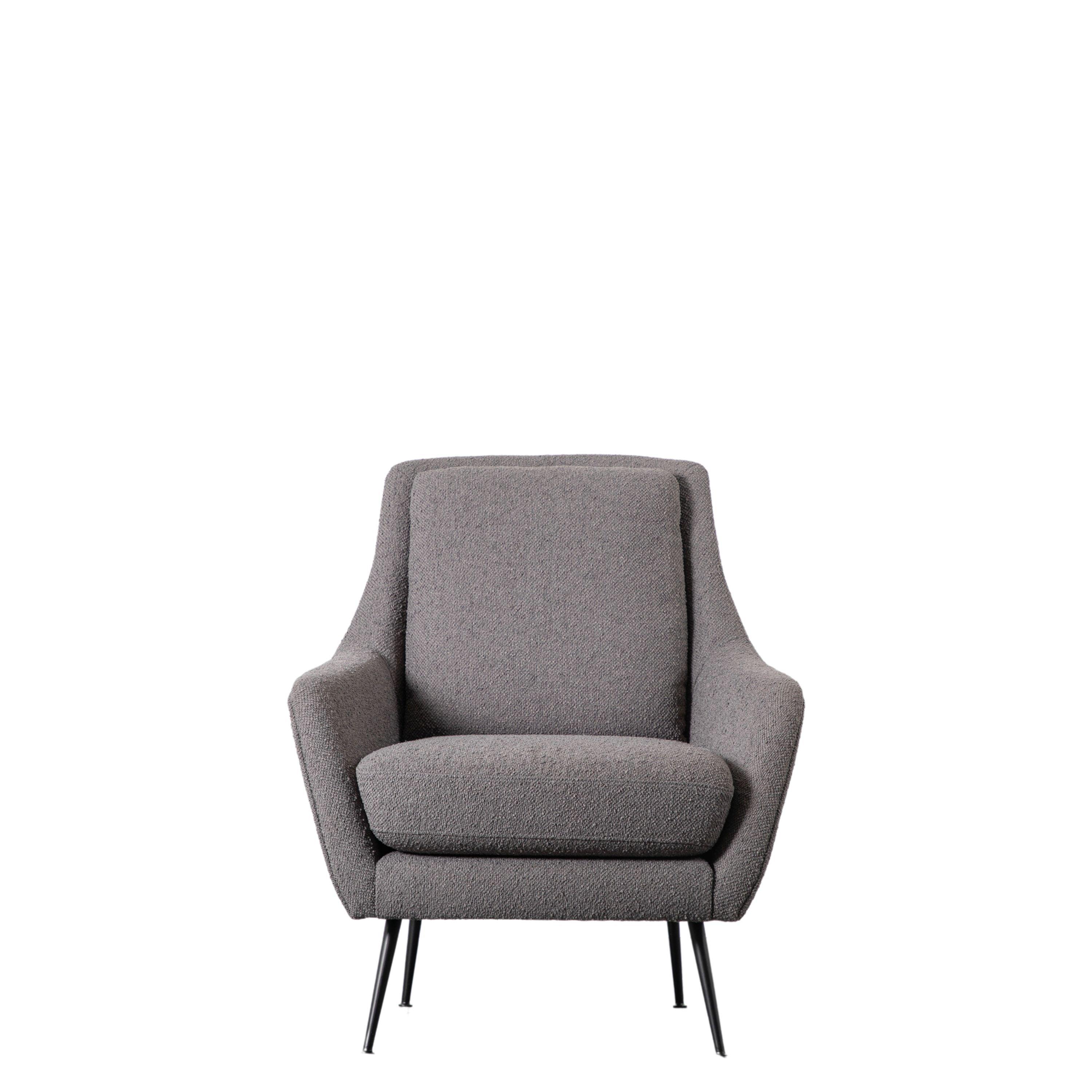 Bromfield Armchair Dark Grey Linen with Black Metal Legs - Maison Rêves UK