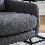 Bromfield Armchair Dark Grey Linen with Black Metal Legs - Maison Rêves UK