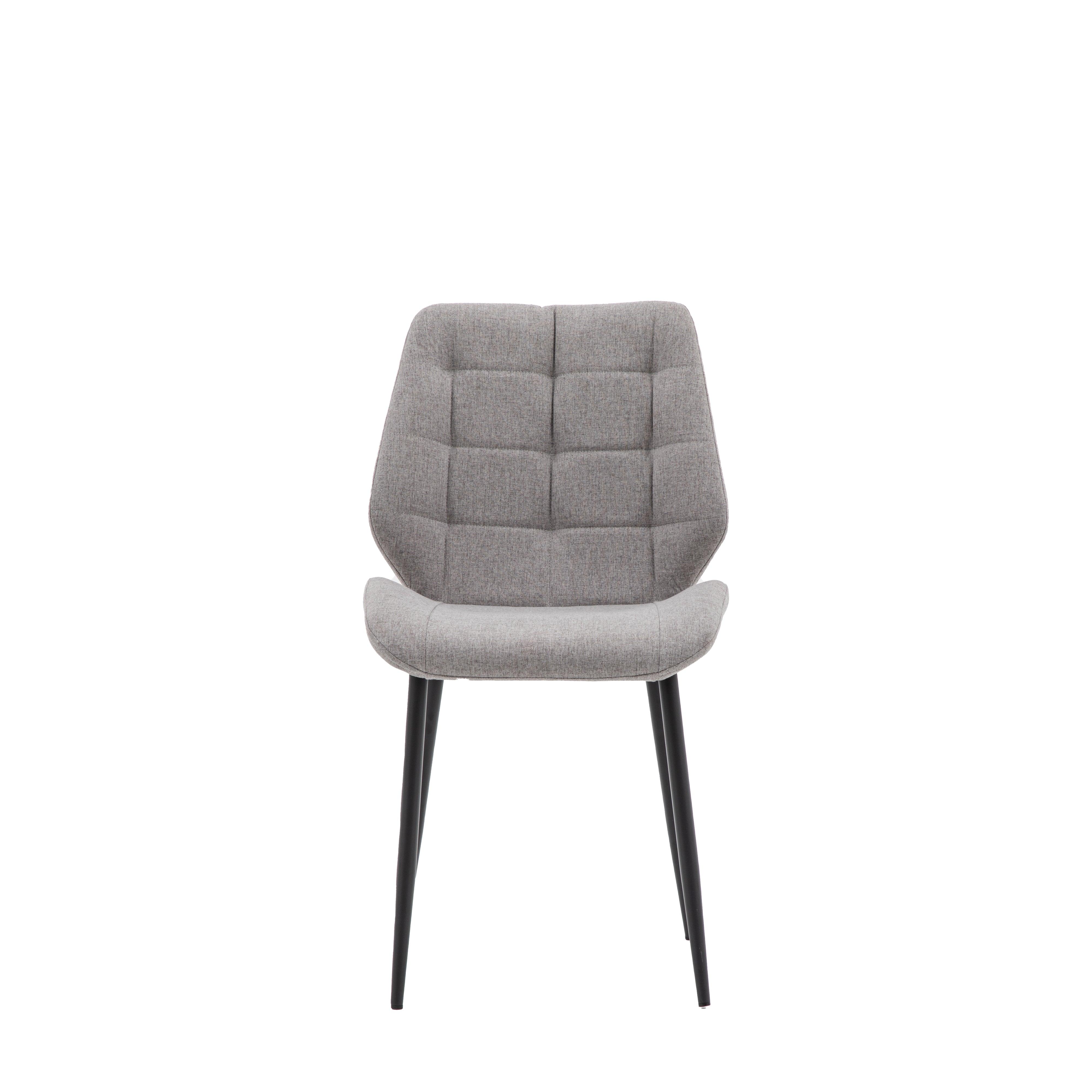 Cadenza Dining Chair Light Grey Fabric with Iron Legs (2pk) - Maison Rêves UK