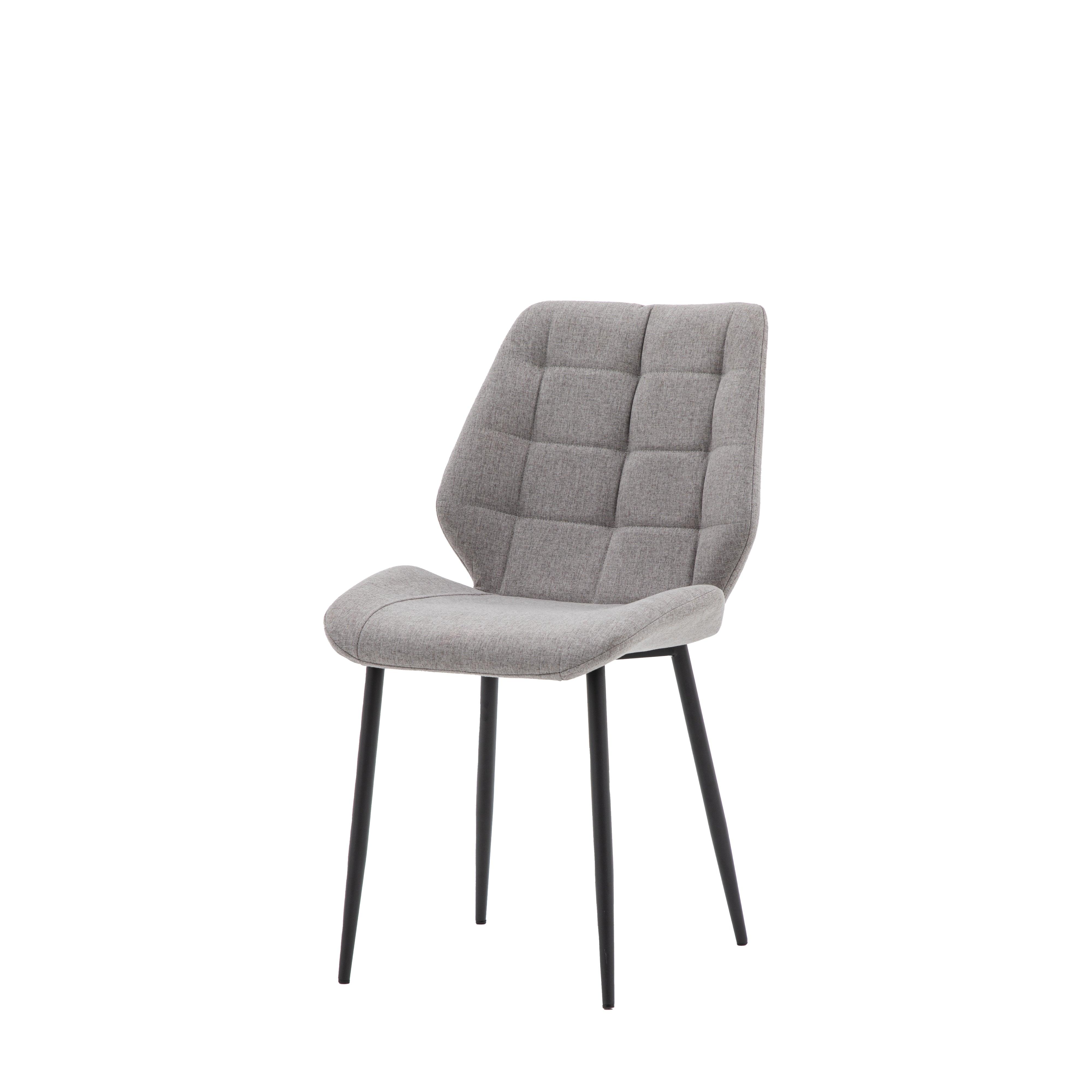 Cadenza Dining Chair Light Grey Fabric with Iron Legs (2pk) - Maison Rêves UK