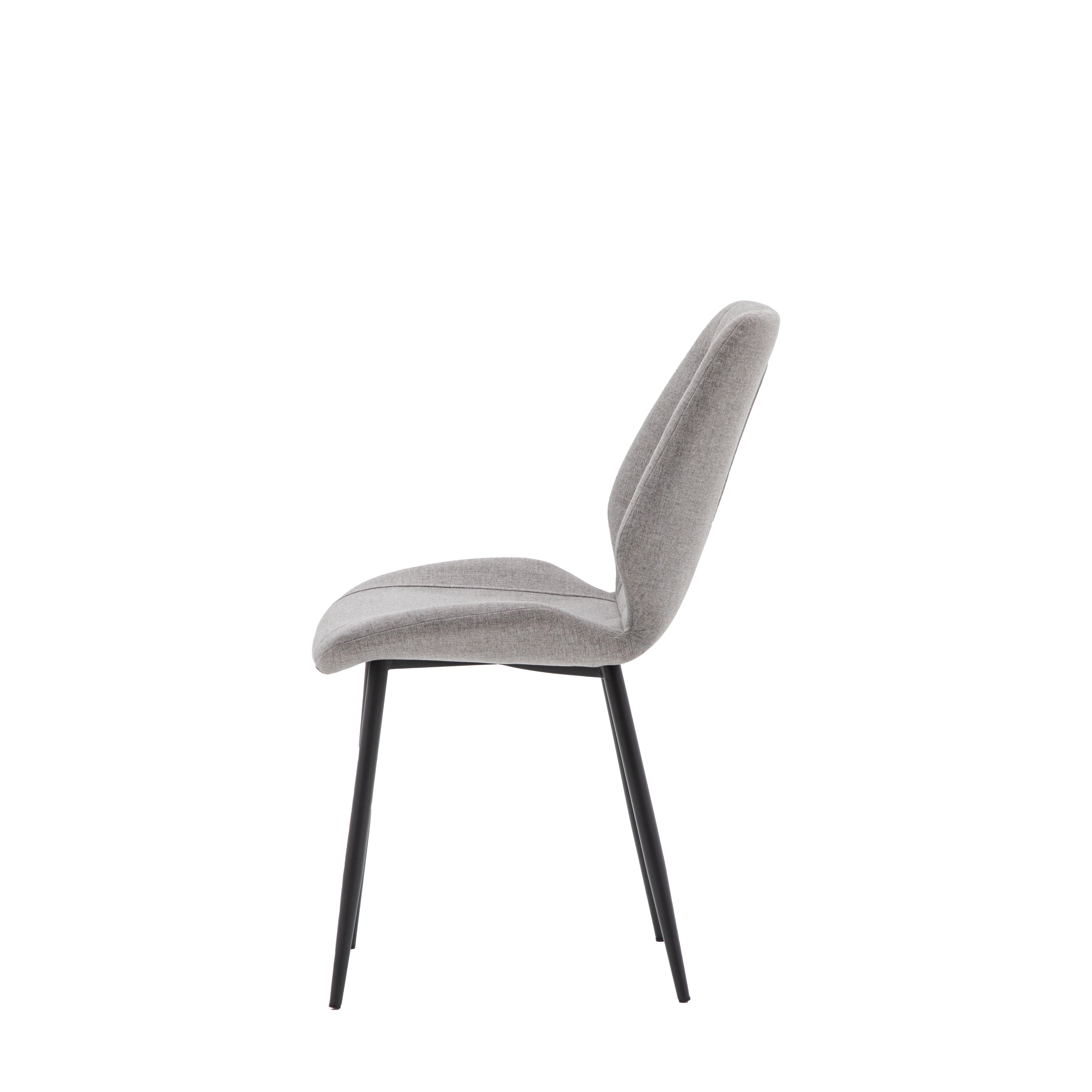 Cadenza Dining Chair Light Grey Fabric with Iron Legs (2pk) - Maison Rêves UK