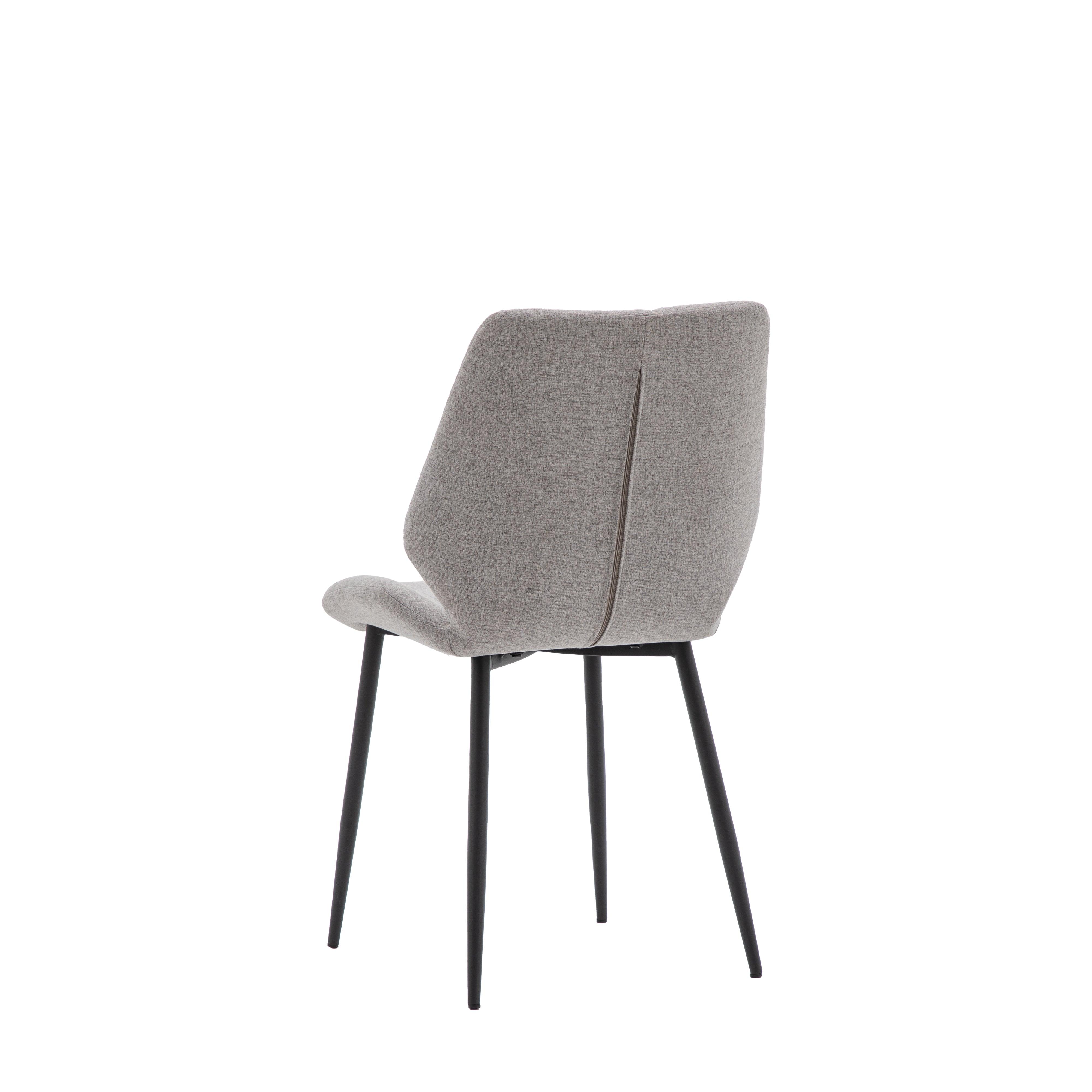 Cadenza Dining Chair Light Grey Fabric with Iron Legs (2pk) - Maison Rêves UK