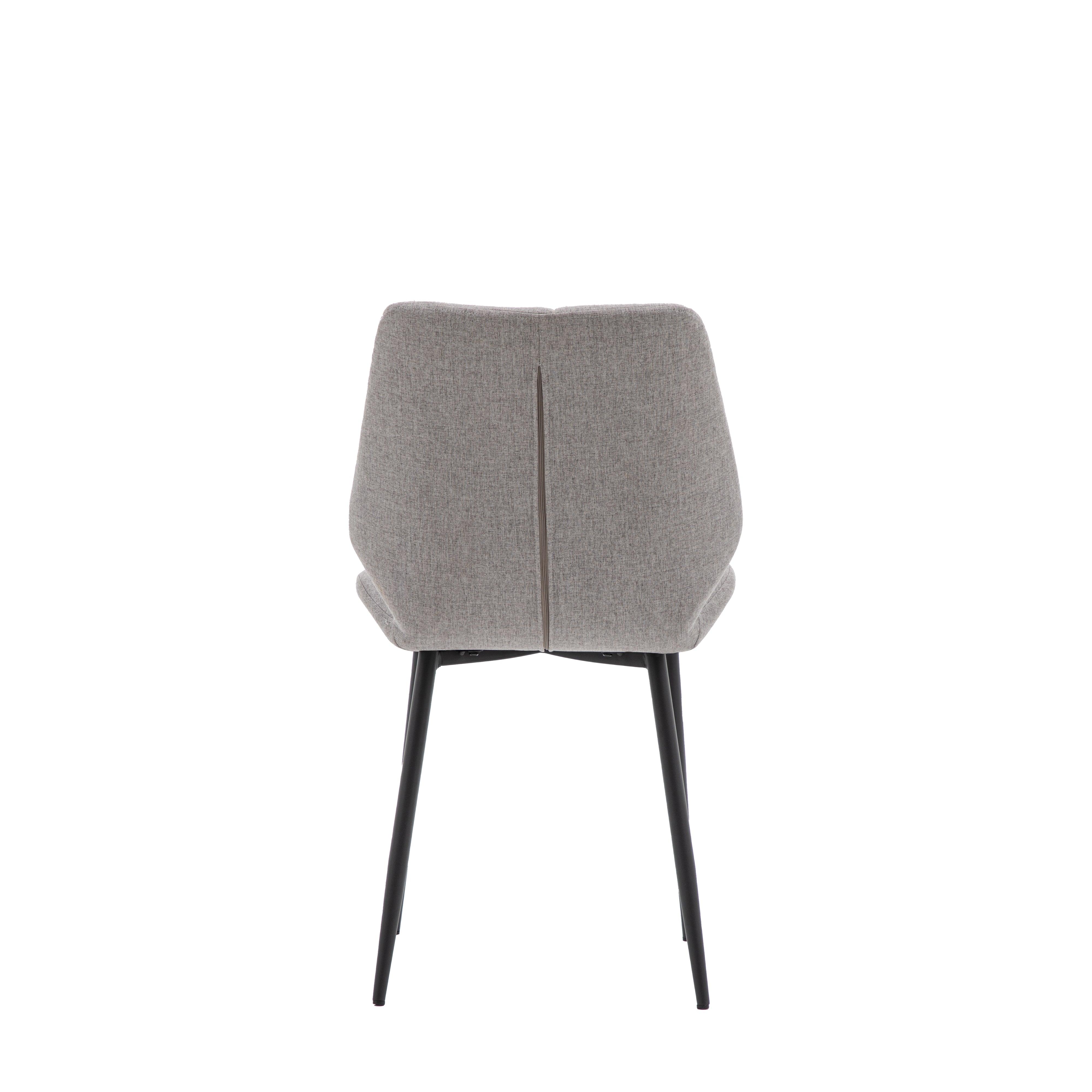 Cadenza Dining Chair Light Grey Fabric with Iron Legs (2pk) - Maison Rêves UK