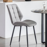 Cadenza Dining Chair Light Grey Fabric with Iron Legs (2pk) - Maison Rêves UK