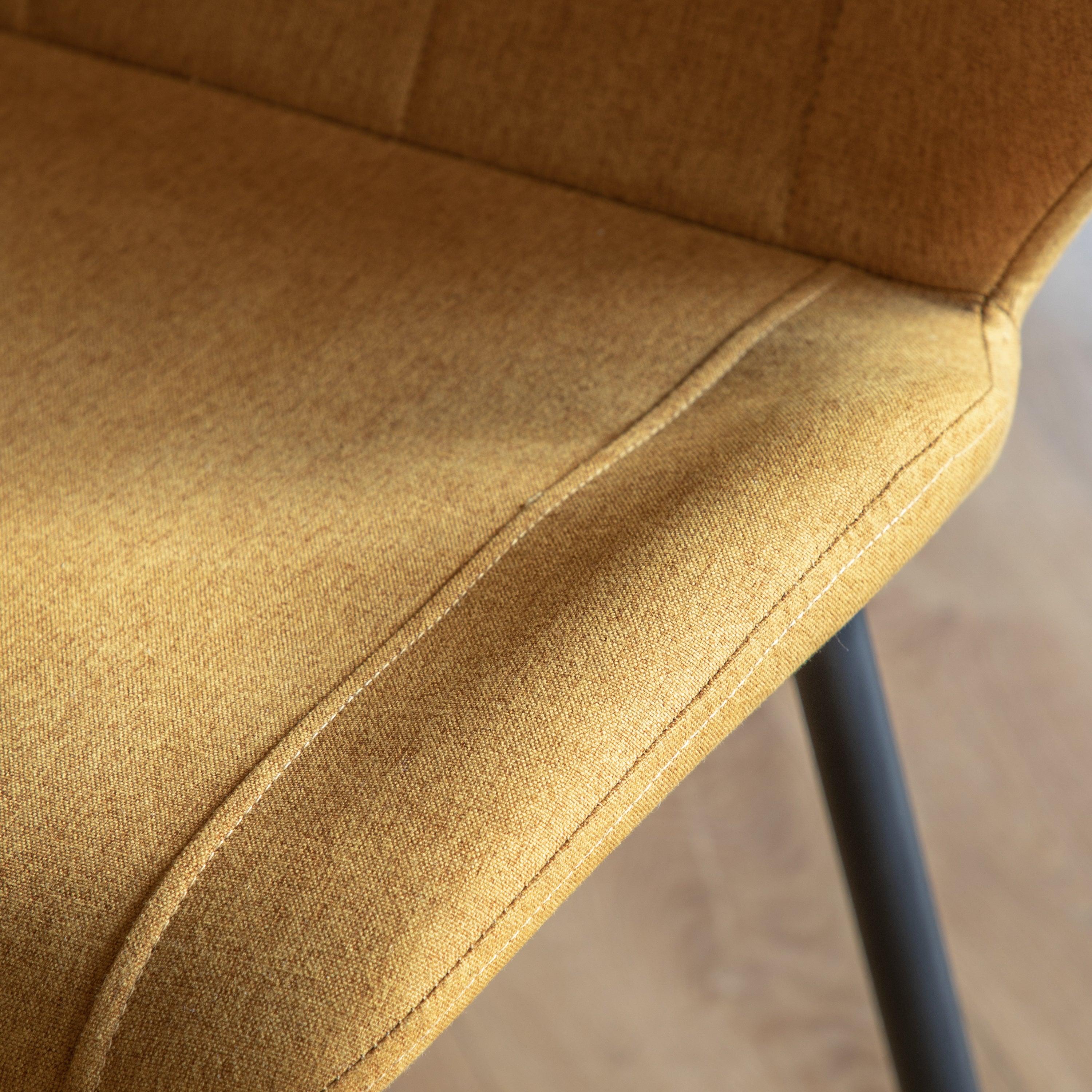 Cadenza Dining Chair Saffron Fabric with Iron Legs (2pk) - Maison Rêves UK
