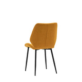 Cadenza Dining Chair Saffron Fabric with Iron Legs (2pk) - Maison Rêves UK
