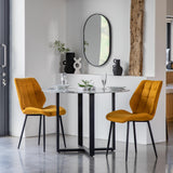 Cadenza Dining Chair Saffron Fabric with Iron Legs (2pk) - Maison Rêves UK