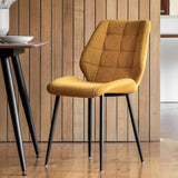 Cadenza Dining Chair Saffron Fabric with Iron Legs (2pk) - Maison Rêves UK