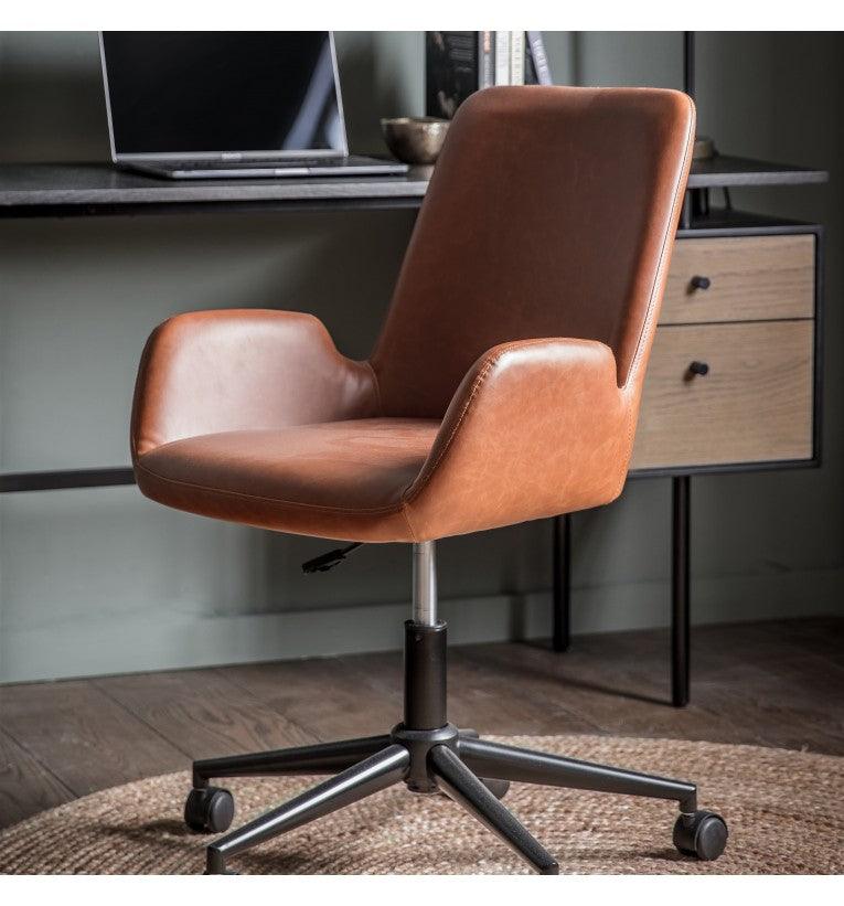 Calma Swivel Office Chair Brown - Maison Rêves UK
