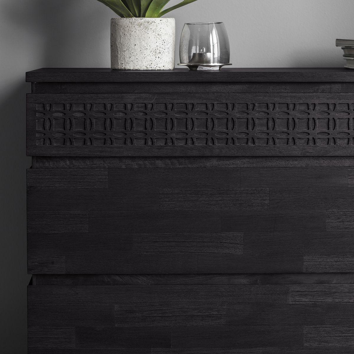 Calvera Boutique Wooden 4 Drawer Chest in Black - Maison Rêves UK