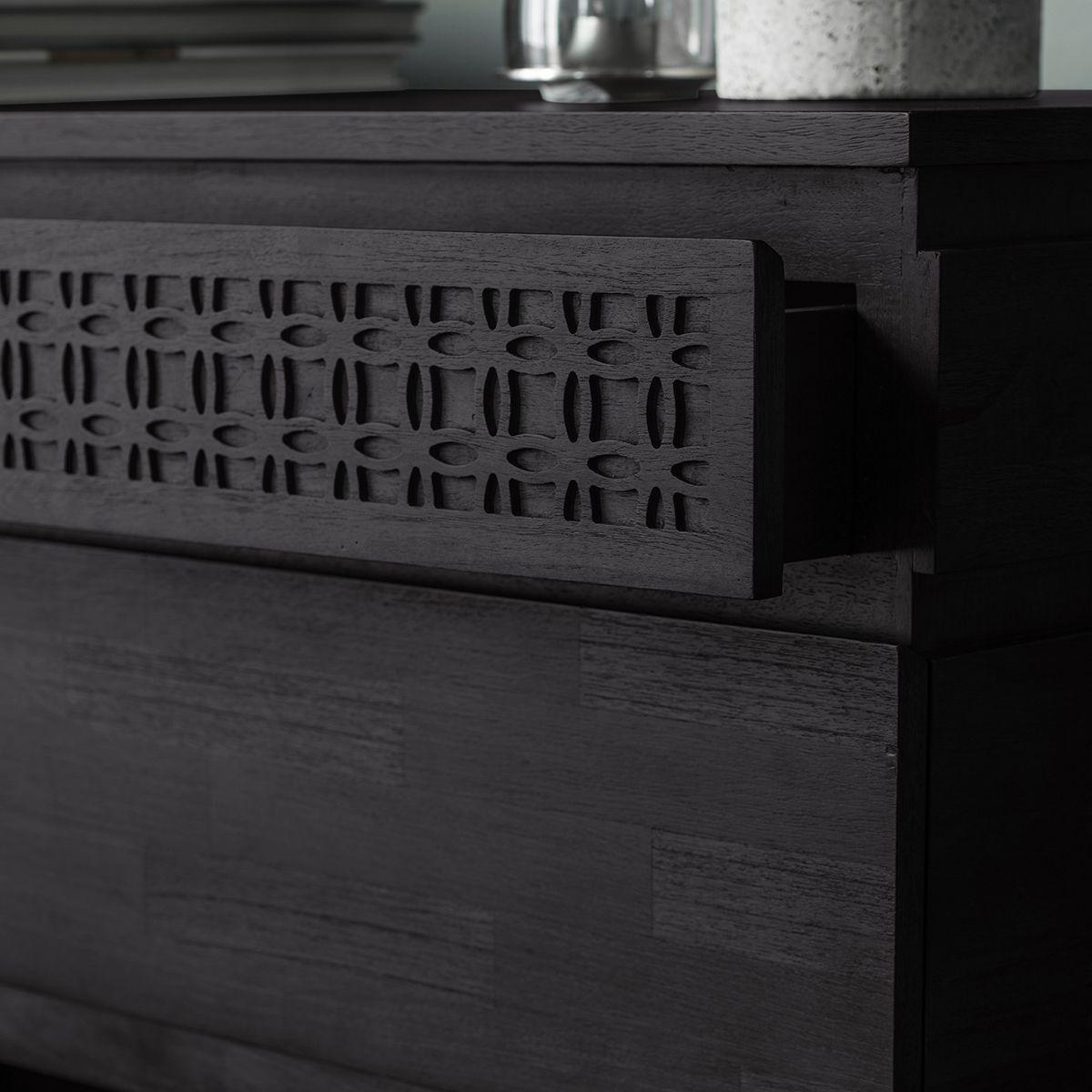 Calvera Boutique Wooden 4 Drawer Chest in Black - Maison Rêves UK