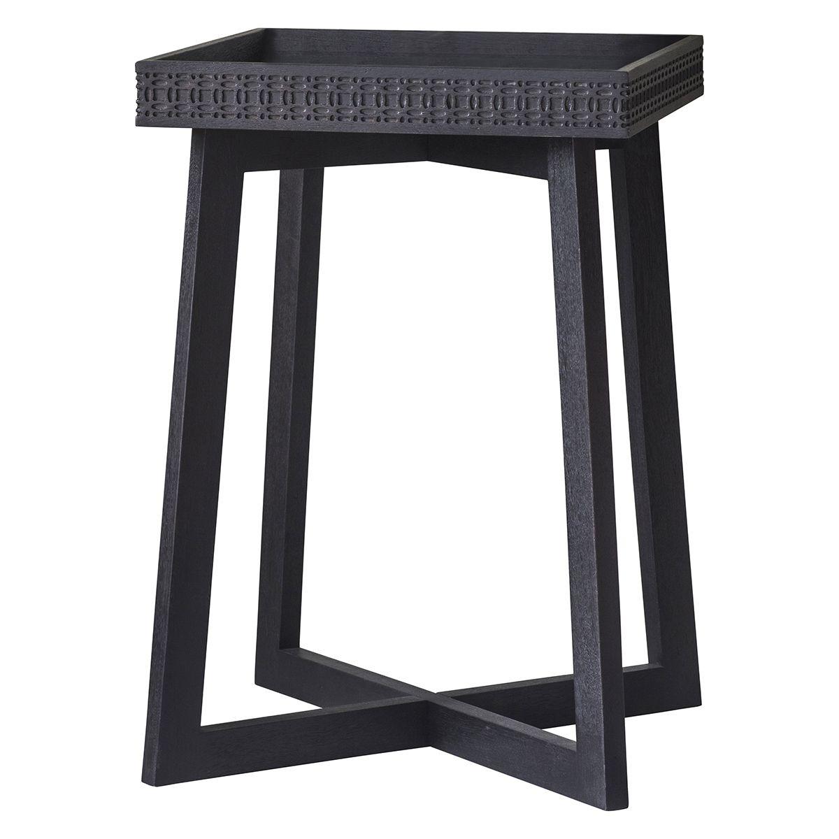 Calvera Boutique Wooden Bedside Table in Black - Maison Rêves UK