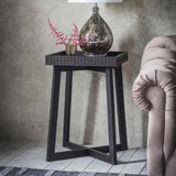 Calvera Boutique Wooden Bedside Table in Black - Maison Rêves UK