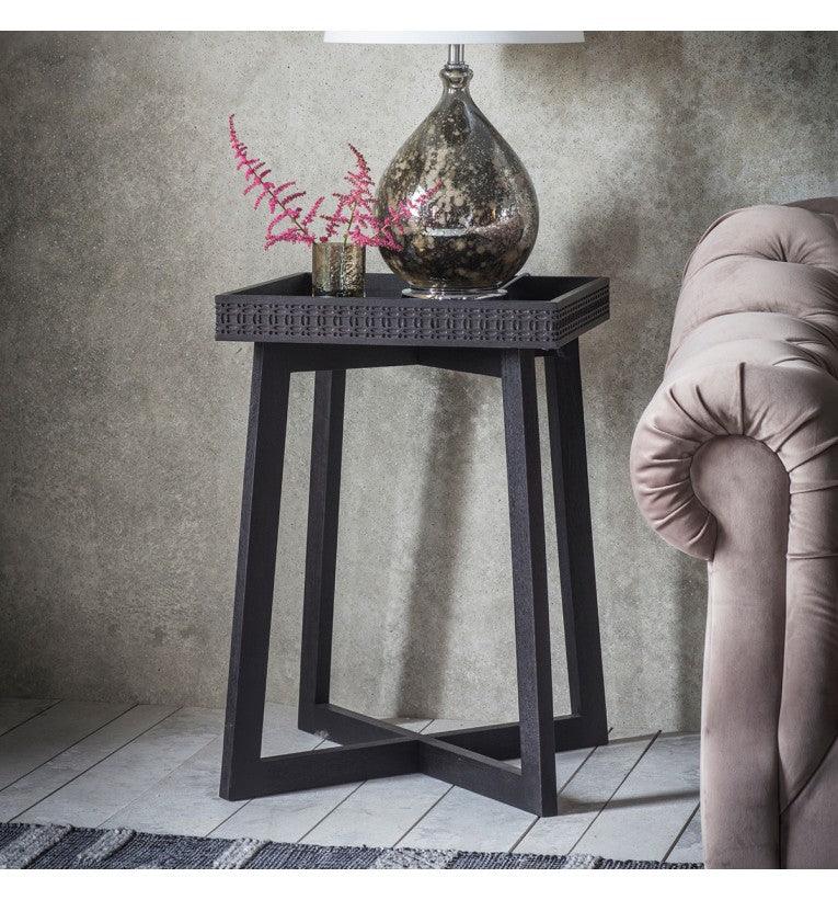 Calvera Boutique Wooden Bedside Table in Black - Maison Rêves UK