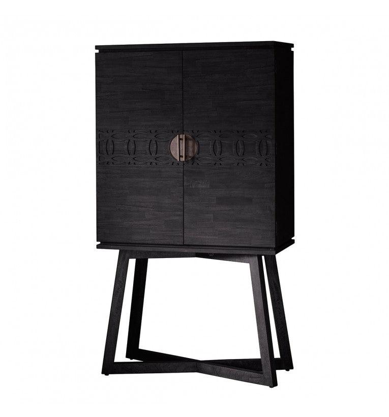 Calvera Boutique Wooden Cocktail Cabinet in Black - Maison Rêves UK