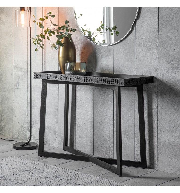 Calvera Boutique Wooden Console Table in Black - Maison Rêves UK