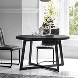 Calvera Boutique Wooden Round Dining Table in Black - Maison Rêves UK