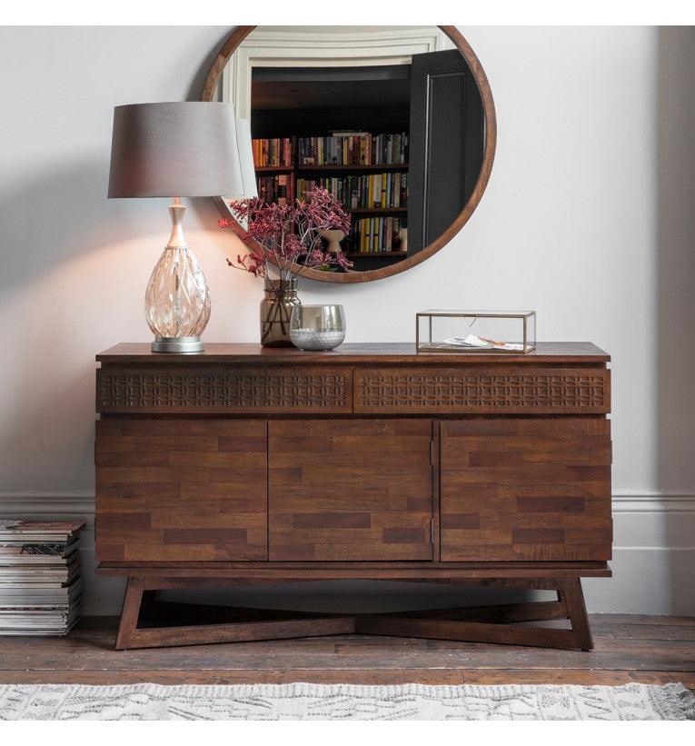 Calvera Retreat Wooden 3 Door / 2 Drawer Sideboard in Brown - Maison Rêves UK