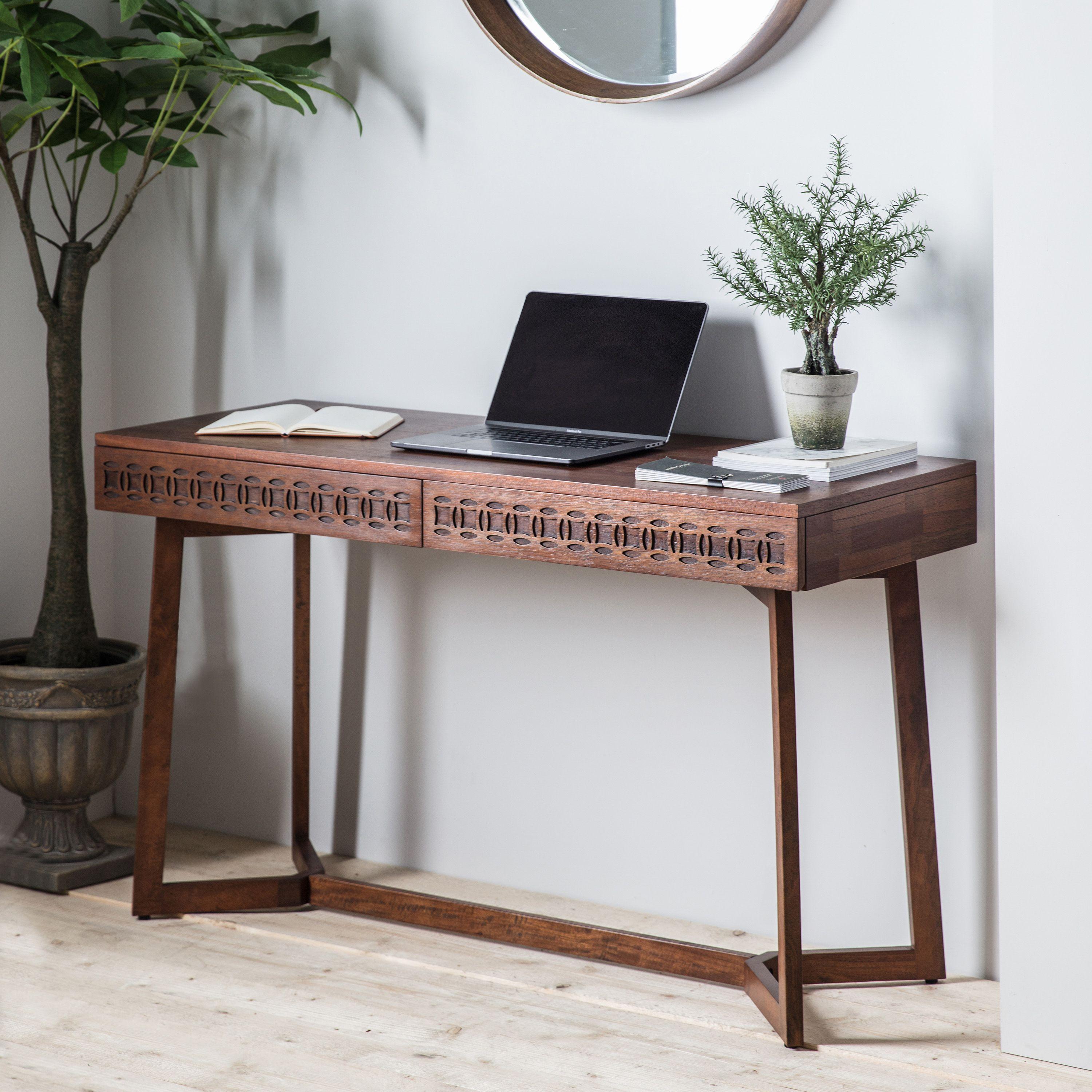 Calvera Retreat Wooden Desk in Brown - Maison Rêves UK