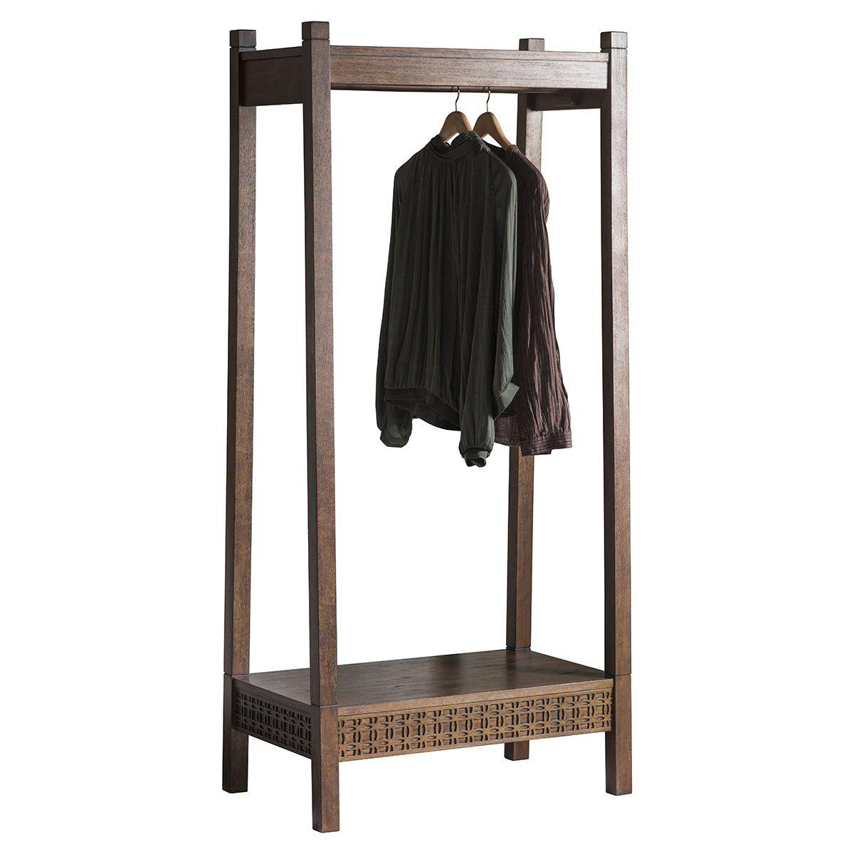 Calvera Retreat Wooden Open Wardrobe in Brown - Maison Rêves UK