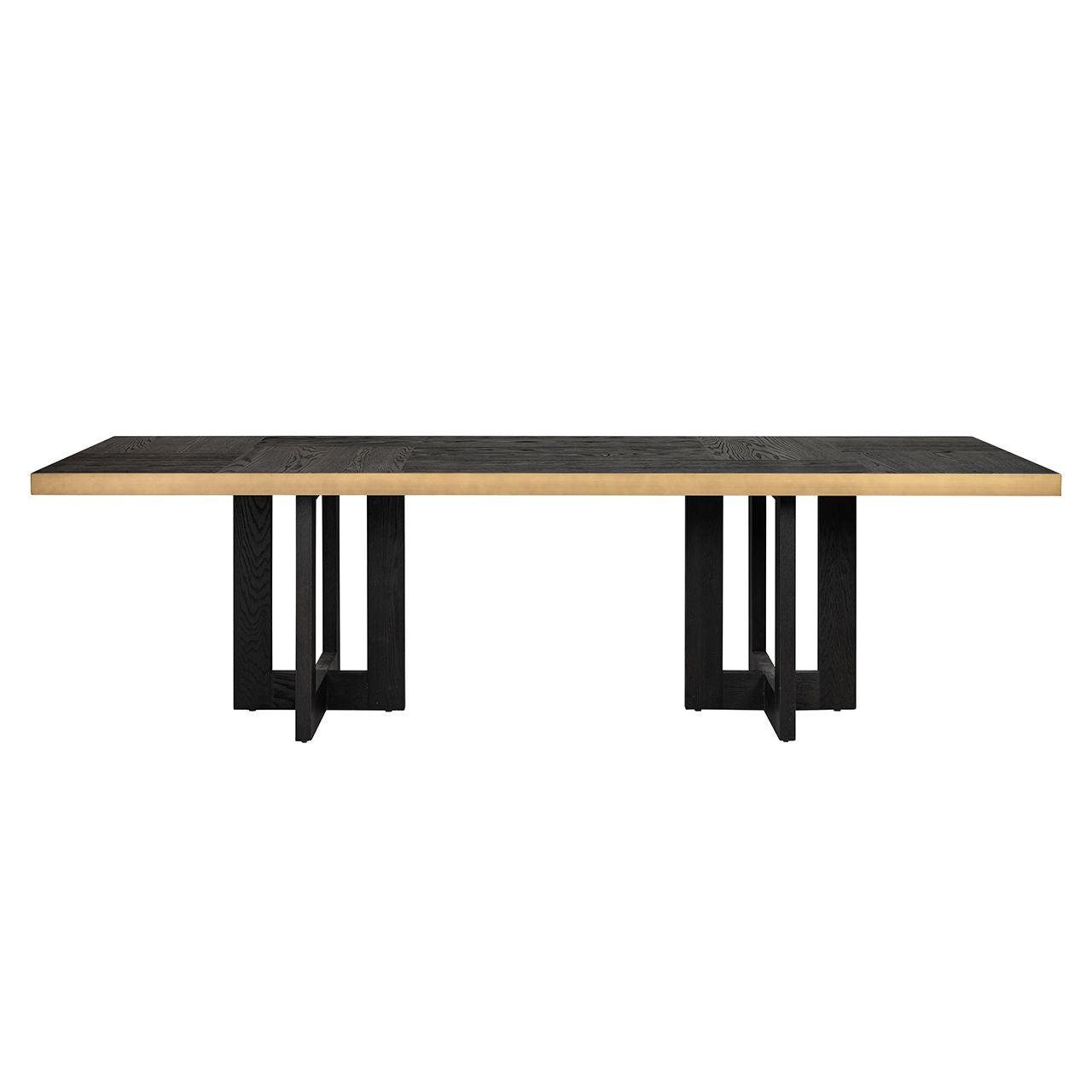Cambon Dark Coffee Oak Dining Table with Brushed Gold Accent by Richmond Interiors - Maison Rêves UK