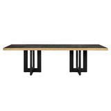 Cambon Dark Coffee Oak Dining Table with Brushed Gold Accent by Richmond Interiors - Maison Rêves UK