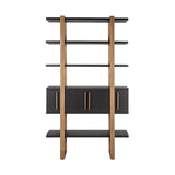 Cambon Gold Stainless Steel Bookcase with Dark Coffee 4 Door Cabinet by Richmond Interiors - Maison Rêves UK