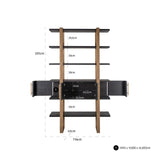 Cambon Gold Stainless Steel Bookcase with Dark Coffee 4 Door Cabinet by Richmond Interiors - Maison Rêves UK
