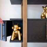 Cambon Gold Stainless Steel Bookcase with Dark Coffee 4 Door Cabinet by Richmond Interiors - Maison Rêves UK
