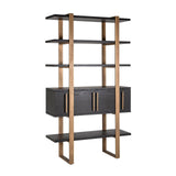 Cambon Gold Stainless Steel Bookcase with Dark Coffee 4 Door Cabinet by Richmond Interiors - Maison Rêves UK