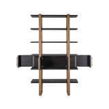 Cambon Gold Stainless Steel Bookcase with Dark Coffee 4 Door Cabinet by Richmond Interiors - Maison Rêves UK