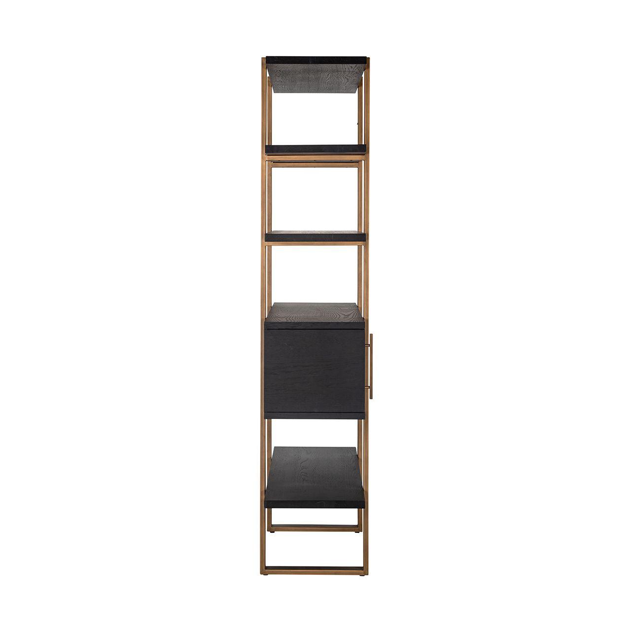 Cambon Gold Stainless Steel Bookcase with Dark Coffee 4 Door Cabinet by Richmond Interiors - Maison Rêves UK