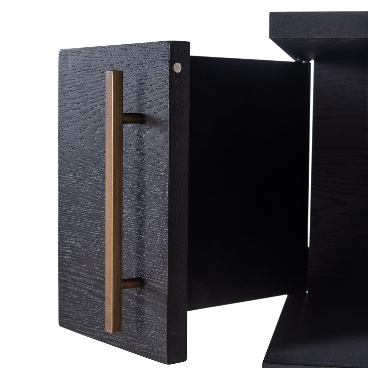 Cambon Gold Stainless Steel Bookcase with Dark Coffee 4 Door Cabinet by Richmond Interiors - Maison Rêves UK