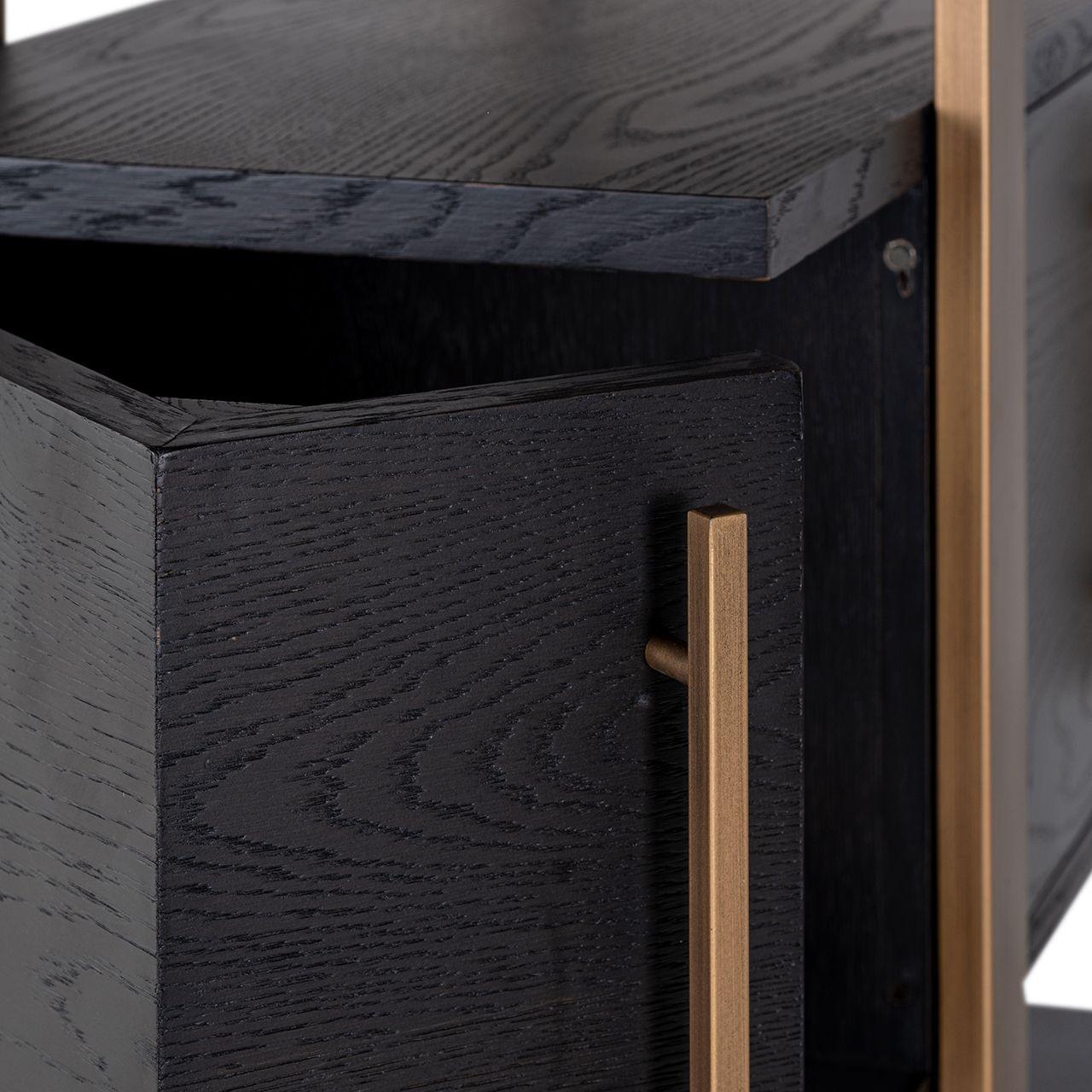 Cambon Gold Stainless Steel Bookcase with Dark Coffee 4 Door Cabinet by Richmond Interiors - Maison Rêves UK