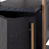 Cambon Gold Stainless Steel Bookcase with Dark Coffee 4 Door Cabinet by Richmond Interiors - Maison Rêves UK